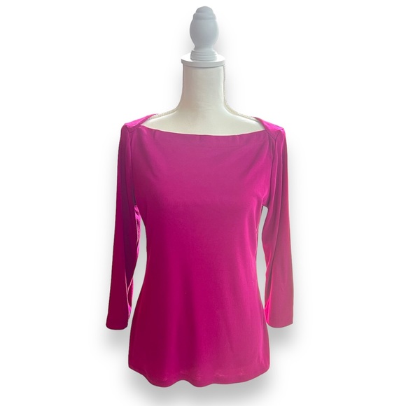The Limited Pink Envelope Neck 3/4 Sleeve Top | Size: Medium - Picture 2 of 5